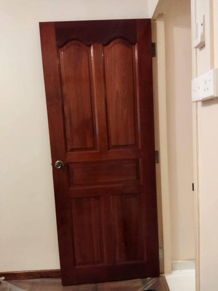 Arched panel door, mahogany