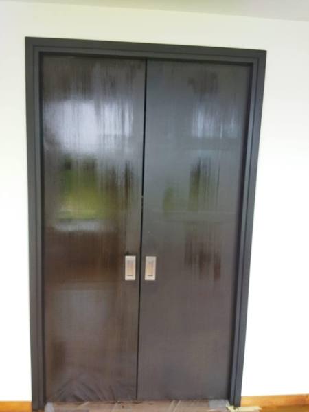 Double door, dark walnut
