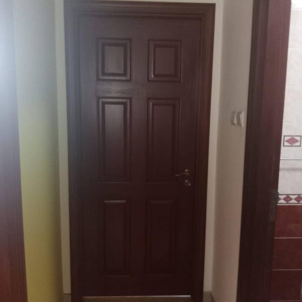 Six-panel door, dark walnut