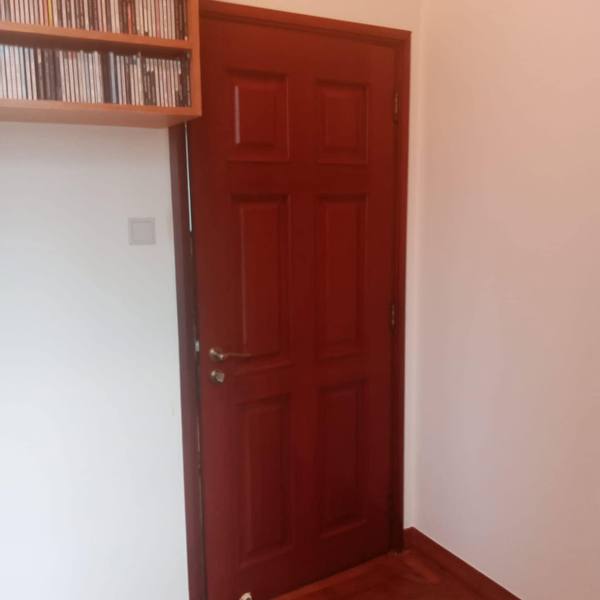 Six-panel door varnished